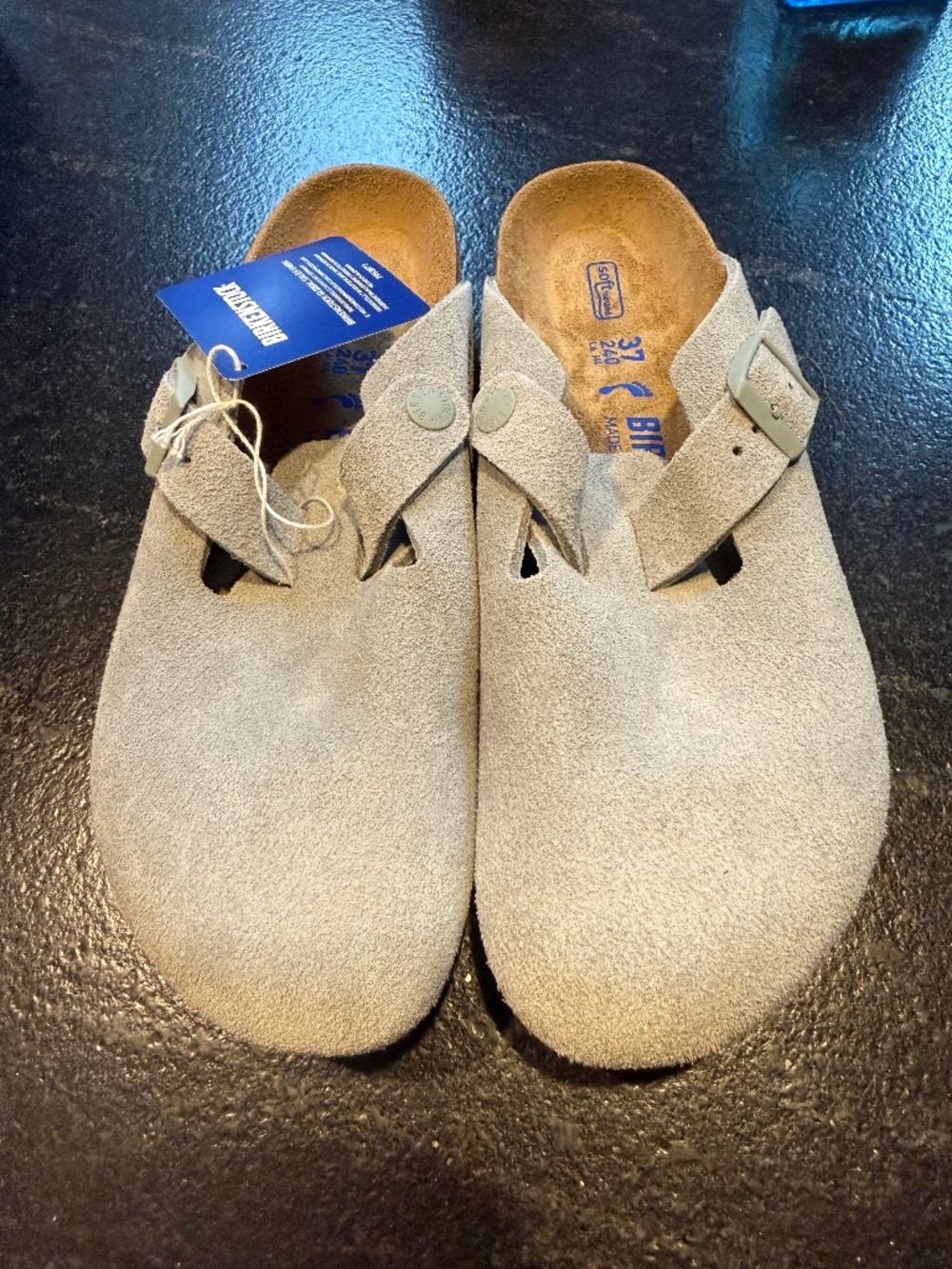 Birkenstock Boston Soft Footbed Mules Size 37 Pure Sage